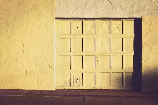 Yellow Wooden Garage Door